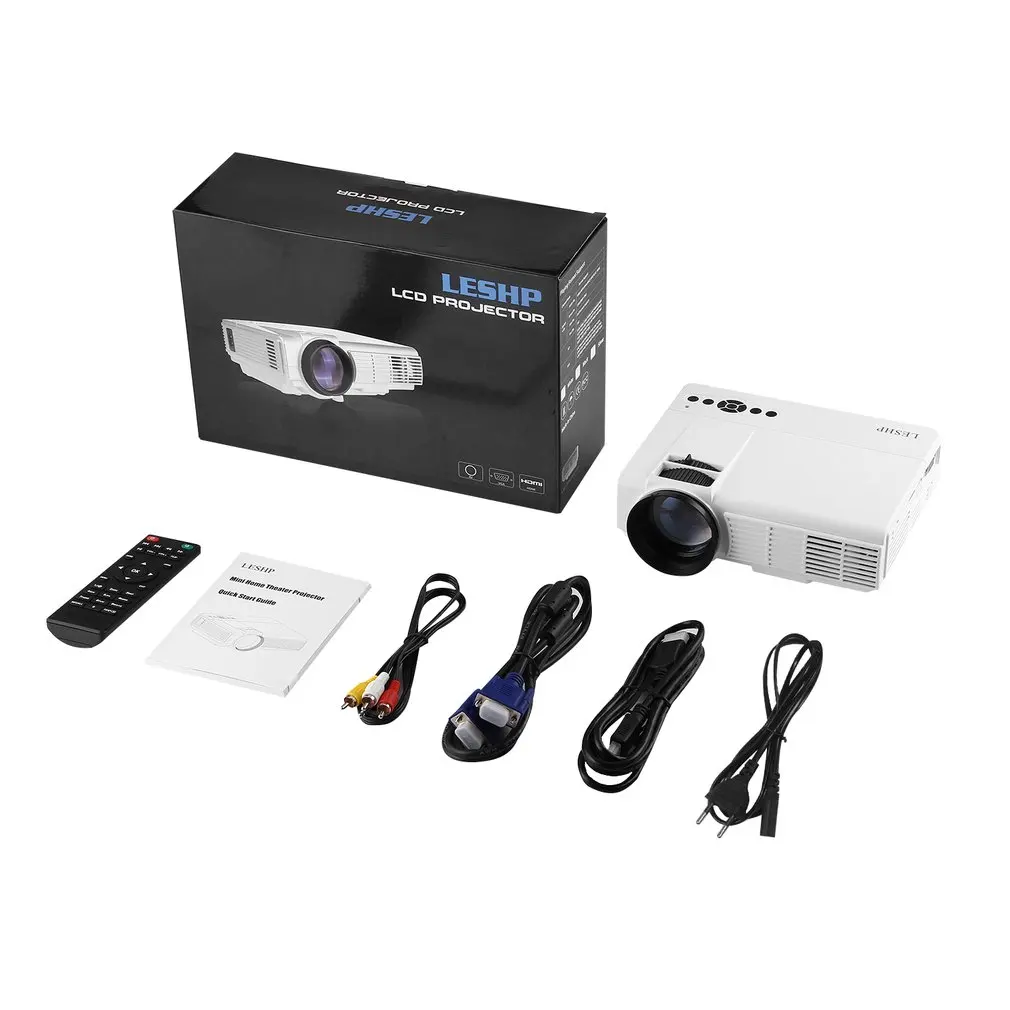 

LESHP Q5 LED Projector 800*480 Pixel 1200LM Mini Home Theater Video Projector Home Cinema TV Laptops Smartphones