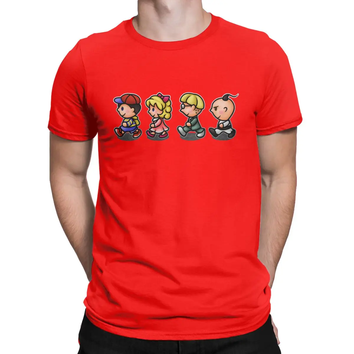 Мужские футболки Earthbound, для мальчиков, для мамы, для ролевых игр, хлопок, одежда, Ретро стиль, короткий рукав, вырез лодочкой, футболка, 4XL, 5XL, 6XL, футболки - Цвет: Красный