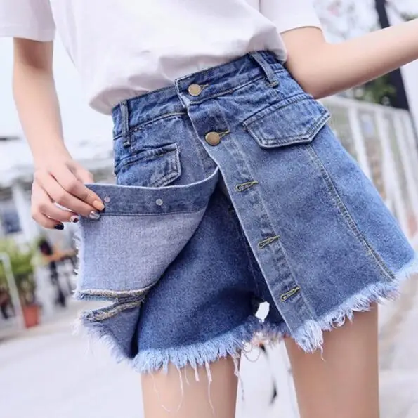 Высококачественные джинсовые шорты для женщин 2019 летние юбки с высокой талией