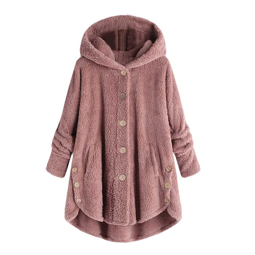Женская модная ассиметричная теплая куртка осень зима флисовая Повседневная Свободная мягкая меховая куртка с капюшоном топы размера плюс