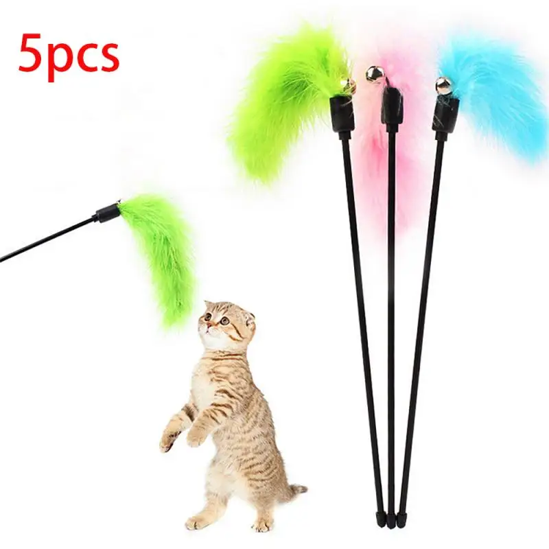Cat Stick Interactive Feather Toy Turkey Feather Toy Tease Cats Stick Kitten Cat Feather Toy Creative Cat Toys Pet Supplies