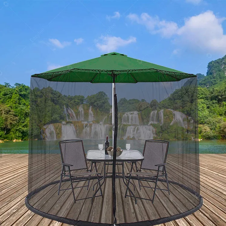 2021 high quality outdoor outdoor restaurant courtyard with zipper anti-mosquito umbrella net cover parasol mosquito net