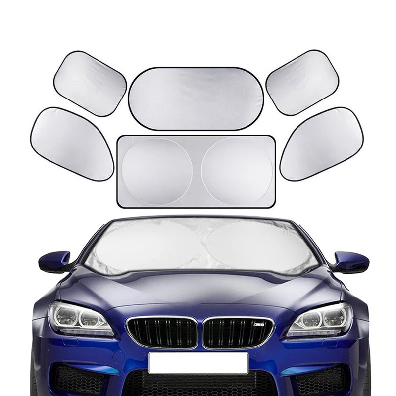 1Set Car Windshield Rear Visor UV Protection Side Window Sunshade Coating Silver Cloth Film Sunscreen Curtain Cover | Автомобили и