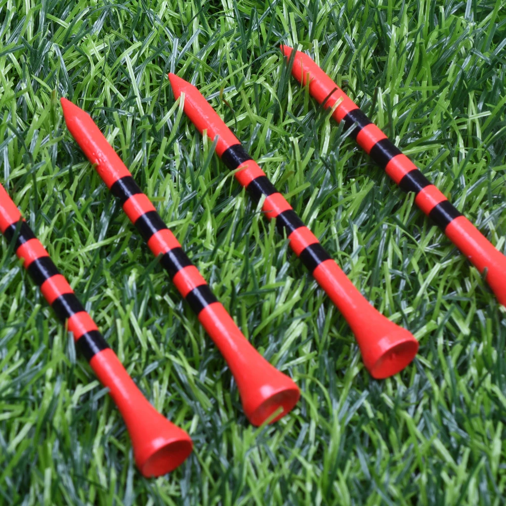 100pcs/Bag Bamboo Golf Tees Wite Red Yello With Black Stripe Mark Scale 70mm 83mm Golf Accesories 2 size New Colorfull 6