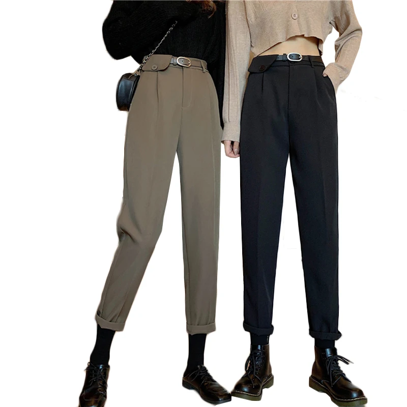 New Autumn Retro High-waist Pants Women Thin Cigarette Pants Drape  Nine-point Pants Black Women's Casual Pants Straight Pants - Pants & Capris  - AliExpress