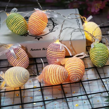 

2020 New LED String Lights Easter Painted Egg around Lanyard Egg Battery Lighting Easter Decorative Lights