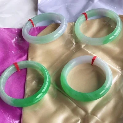 

Zheru Jewelry Natural Burmese Light Green Jade Light Purple 54-64mm Bracelet Elegant Princess Jewelry Best Gift