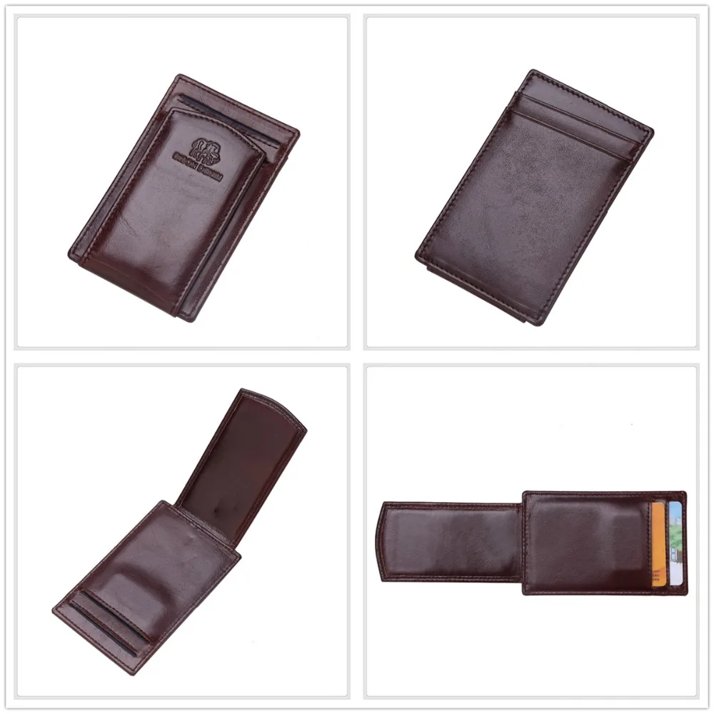 BISON джинсовый известный бренд Ретро винтажный кошелек из натуральной кожи мужской RFID мужские кошельки Держатель для карт маленький кошелек на застежке W4361