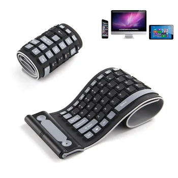 

new Flexible Waterproof Foldable Keyboard Wireless Soft Keys for Tablet PC Desktop 2.4G BT Foldable Universal Wireless Keyboard