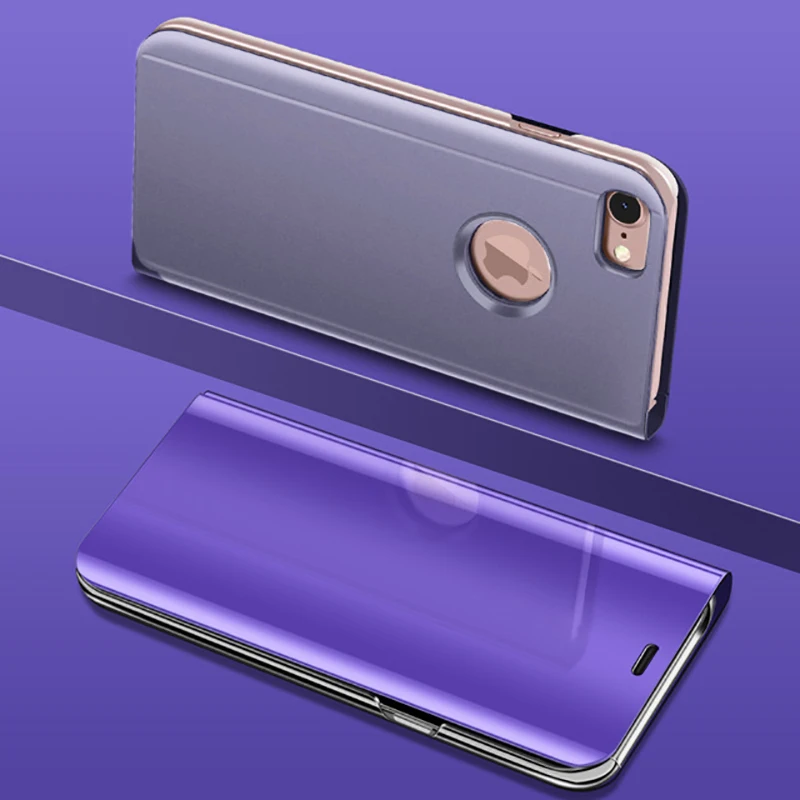 Purple Зеркальный флип-чехол для телефона Apple iPhone 11 Pro Max 7 8 6 6S Plus 10 стационарные чехлы для iPhone XR XS MAX X защитная крышка - Цвет: Purple