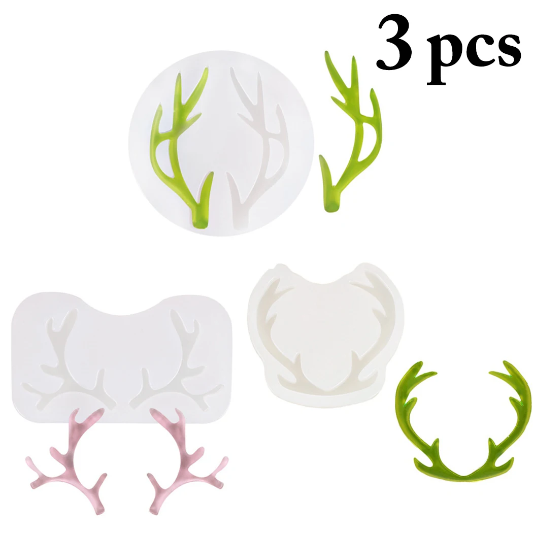 

3pcs Antler Silicone Mold Resin Casting Mold Silicone Epoxy Jewelry Barrette Making Mould Tool Home DIY Accessoriees