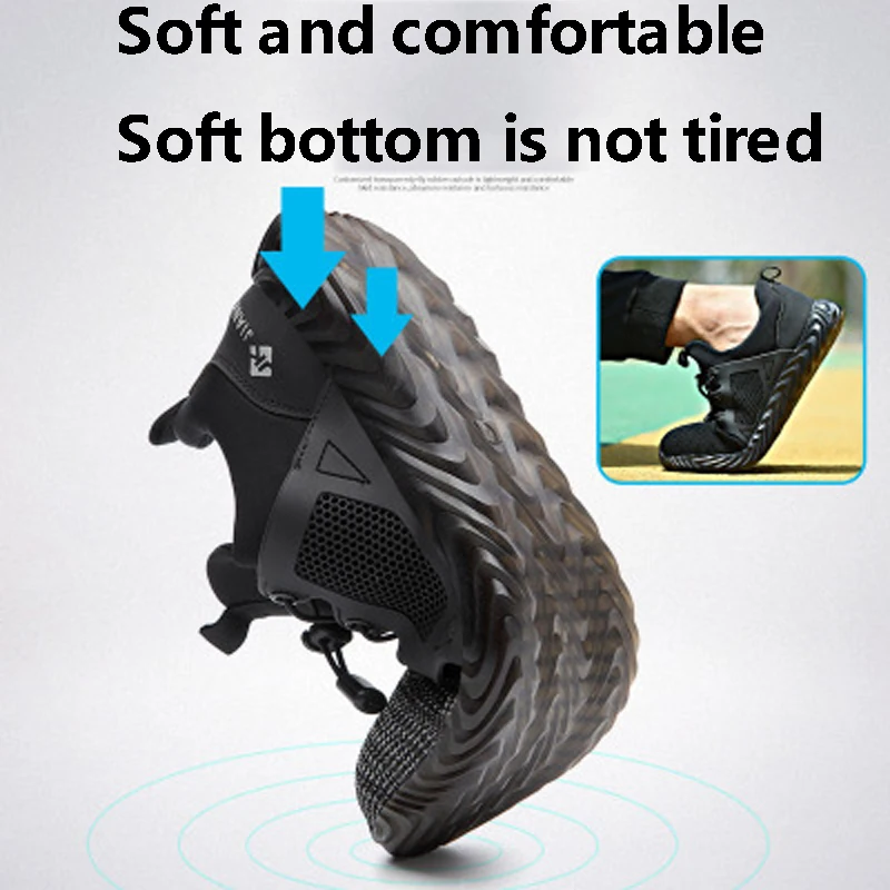 Work Safety Men's Steel Toe Shoes Breathable Outdoor Casual Sneakers Comfortable Boots Puncture-proof Industrial Shoes for Men
