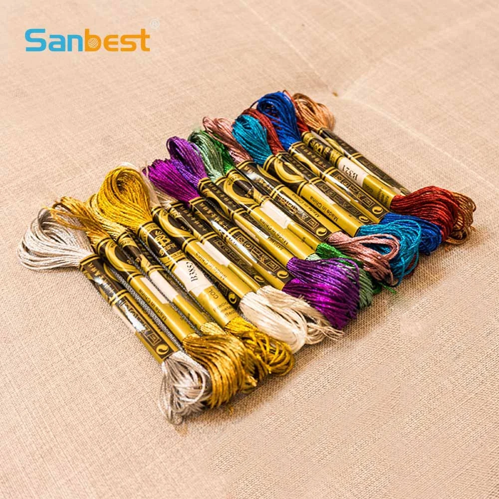 Sanbest Metallic Cross Stitch Thread Shiny Effect Embroidery Threads