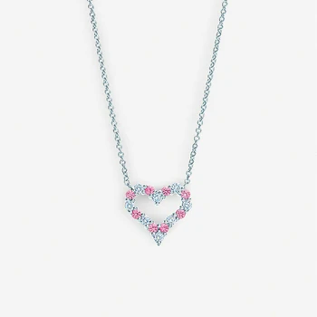 

TTFF New Fashion High Quality Inlaid Shiny Zircon Heart Pendant Necklace Women Engagement Party All-match Luxury Jewelry Gift