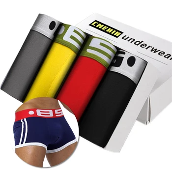 

4Pcs Men Striped Solid Cotton Boxers Underwear Cotton Sexy Men Underwear Mens Underpants Male Panties Cotton Boxershorts Soft