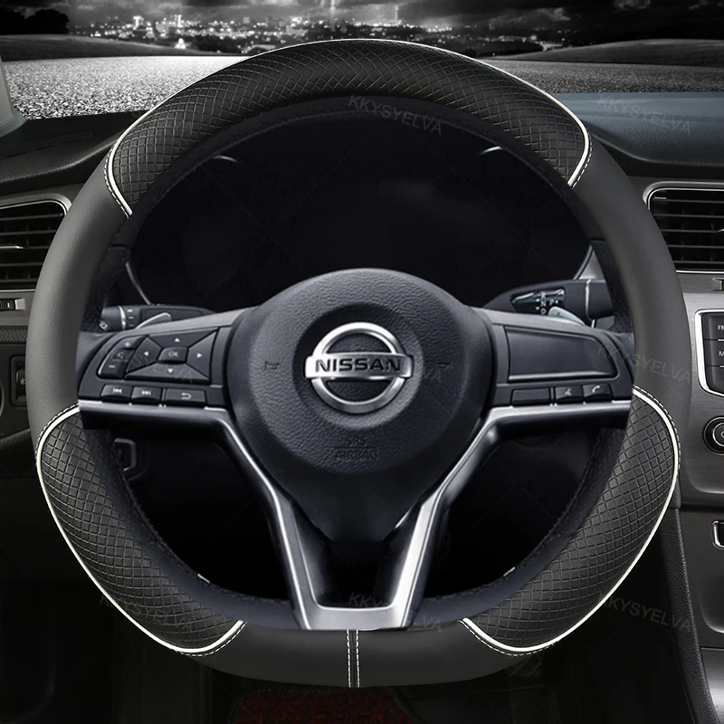 Car Steering Wheel Cover D Type PU Leather For Nissan X-trail Qashqai Rogue Sport Rogue Altima Versa