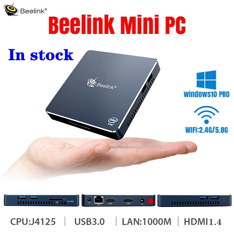 Beelink Gemini M мини ПК компьютер Windows 10 ТВ бокс 4 ГБ 8 J4125 процессор Intel Lake Refresh 1000M LAN 5 8G WIFI