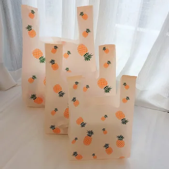 

50pcs Pineapple Plastic Hand Bag Candy Food Supermarket Shopping Bag Party Wedding Gift Packing Bag