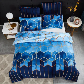 

Reactive Printing Geometric Patterns Bedding Set Quilt Cover Pillowcases Bed Linen for Queen King Bed Size Duvet Cover Sets