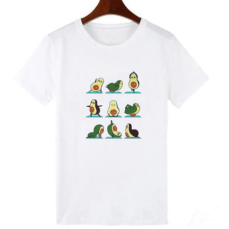 Эффектные Графические футболки для женщин авокадо Харадзюку kawaii ulzzang уличная Корейская одежда футболка больших размеров camisetas verano - Цвет: 19bk366-white
