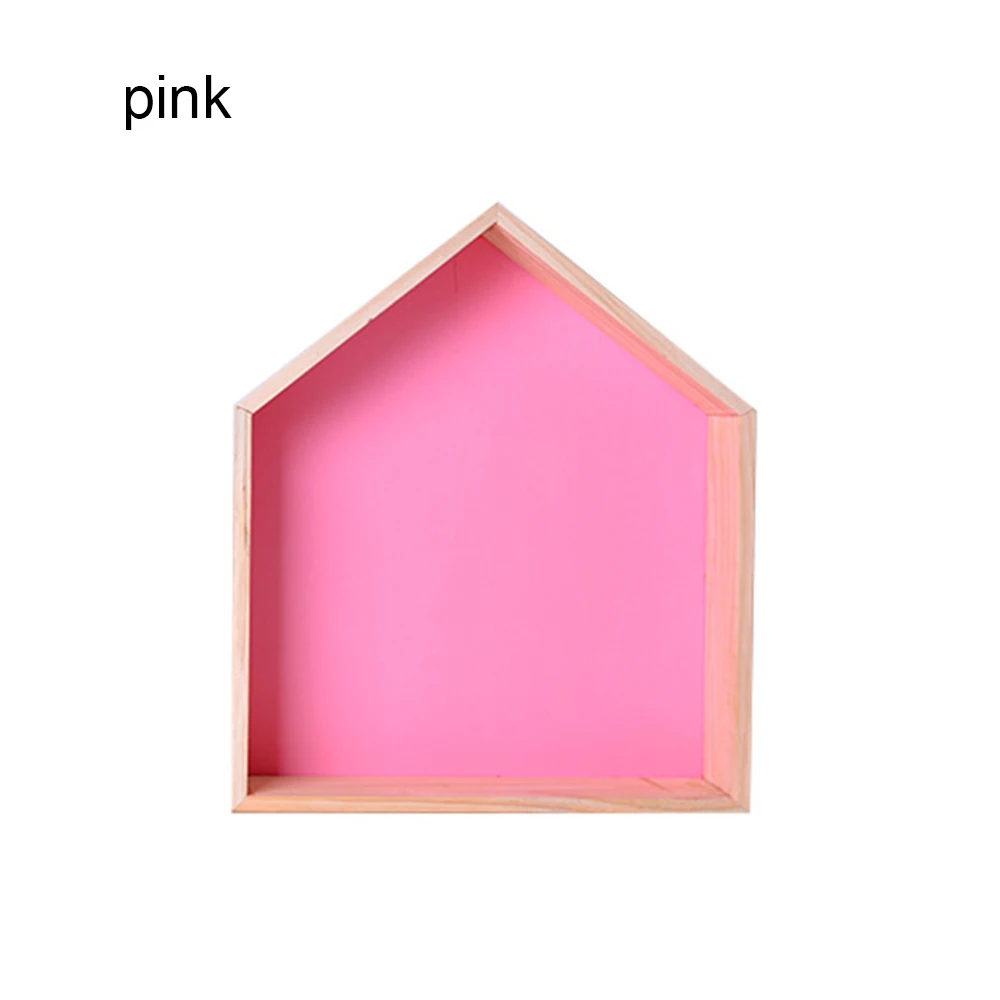 Настенная деревянная полка для детской комнаты, украшения для детской комнаты, настенная деревянная полка для детей, настенная подвесная декоративная полка, держатель для хранения - Цвет: pink S