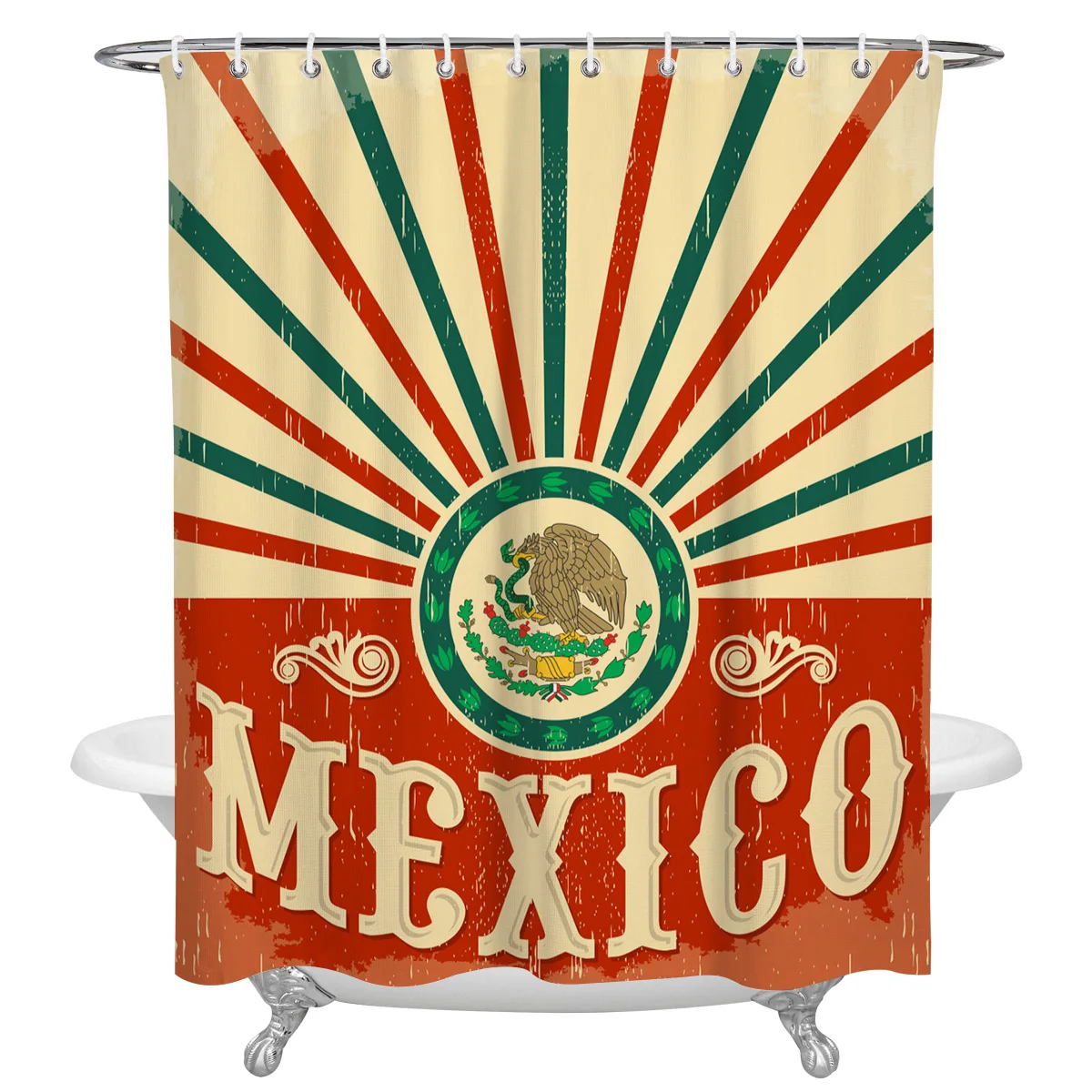 Mexico Vintage Decor Shower Curtain Decorative Waterproof Polyester 