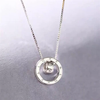 

Sole Memory Love Confession Simple Sweet Romantic Letter Double Circle 925 Sterling Silver Clavicle Chain Female Necklace SNE456
