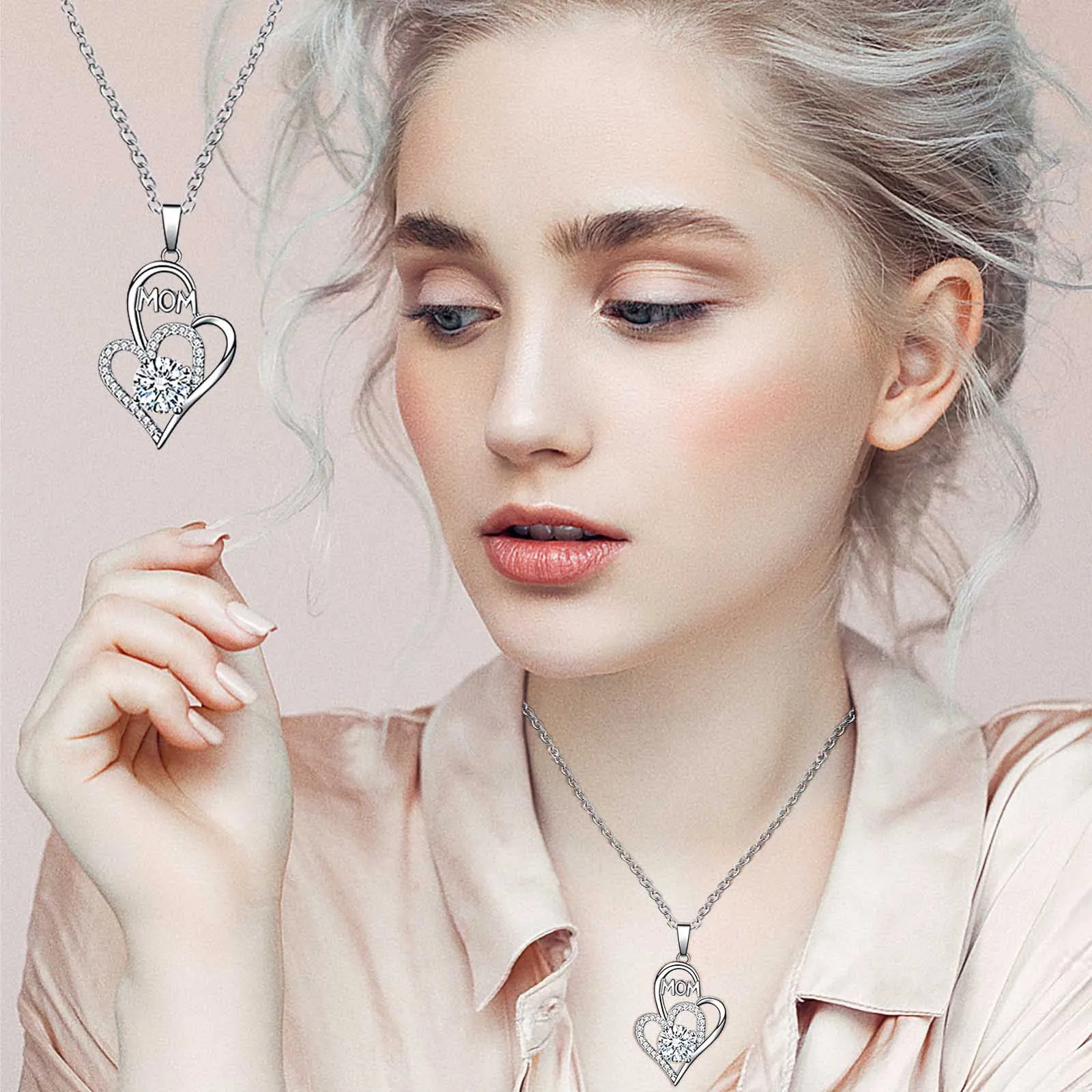 Necklace For Women Mother's Day Female Heart Necklace Exquisite Silver Plated Love Clavicle Collier Femme 2021 1