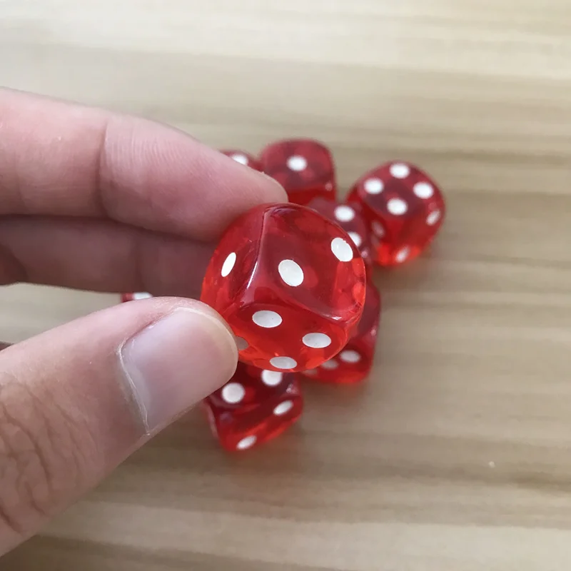 Dice Set Acrylic Dice 6Pcs/Lot 19mm Red Transparent Rounded Corner Drinking Dice Nightclub Bars KTV Entertainment Board Game