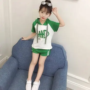 

2020 Girls 'summer Dress fish bone Children's Korean Version hoodie t shirt shorts pants tracksuit 4 5 6 7 8 9 10 11 12 years
