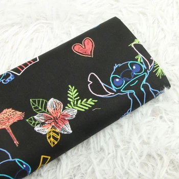 

Half Meter Plain Cotton Fabric Black Bottom With Flamingo Flower Tree Print 100% Cotton Handmade DIY Garment Dress cloth CR-781