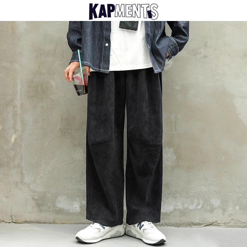 Men Corduroy Harajuku Wide Leg Pants Overalls Mens Japanese Streetwear Sweatpants Male Korean Casual Joggers Pants wide leg sweatpants,wide leg pants