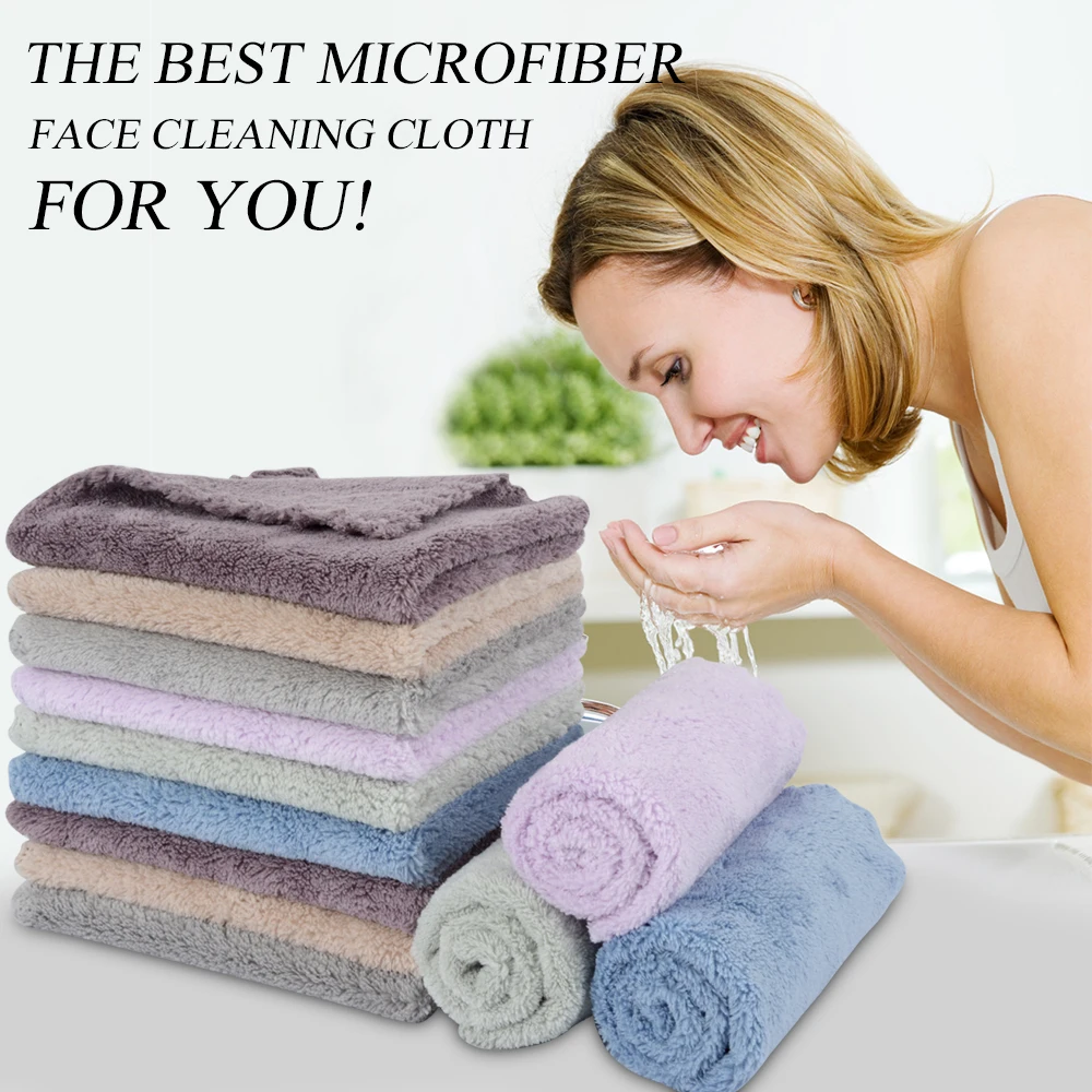 Reusable Facial Cloth Face Makeup Remover Cloths Face Cleaning Towels Soft Microfiber Washcloths 12inch x 12inch 6/12 Pack