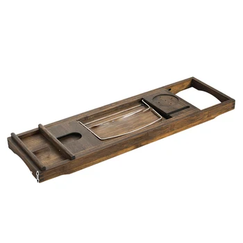 

European Anti-skid Bathtub Rack Adjustable Telescopic Bracket Bamboo-wood Tray Soaking