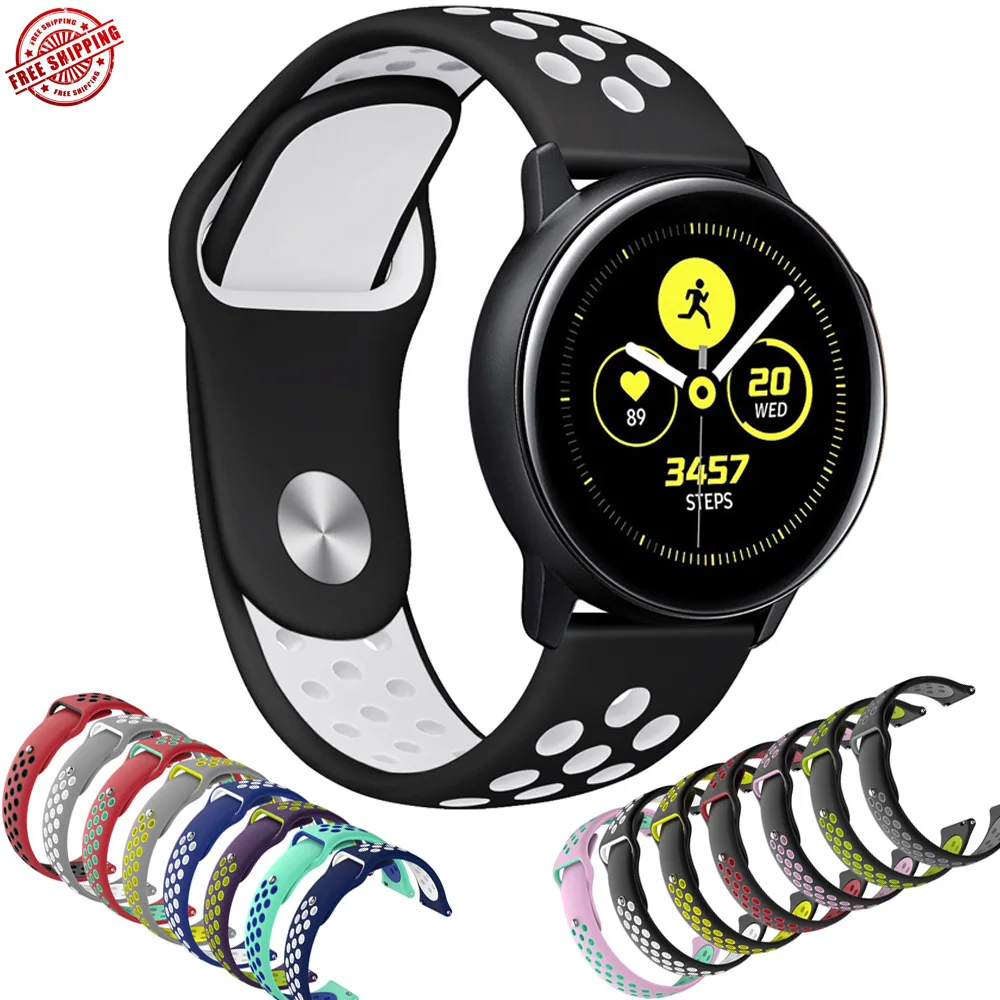 Ремешок силиконовый с пружиной для Samsung Galaxy Watch Active 2 браслет отверстиями шириной