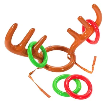 

Inflatable Christmas Reindeer Santa Funny Reindeer Antler Deer Head Hat Ring Toss Christmas Holiday Party Game Supplies Toys