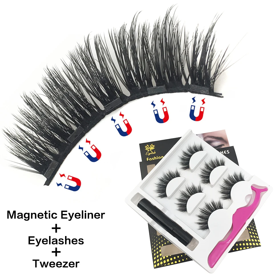 

3 Pairs Magnetic Eyelashes Faux Mink Lashes Handmade 33 Styles Natural Long 3D Fake Lashes Makeup Magnetic Eyeliners Eyelashes