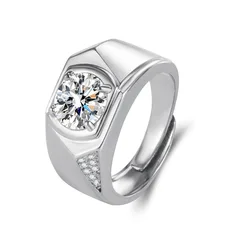 Trendy Men Ring 925 Silver Jewelry with Zircon Gemstone Ornaments Finger Rings for Male Wedding Party Engagement Gift Wholesale