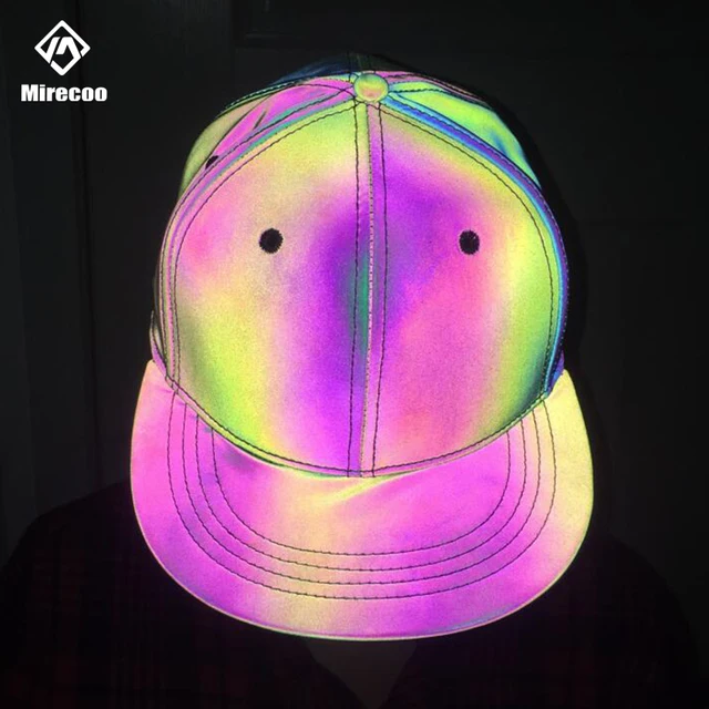 US $15.11 Laser Reflective Men Hip Hop Cap Rainbow Snapback Adjustable Baseball Caps Dad Cap Women Fitted Hat