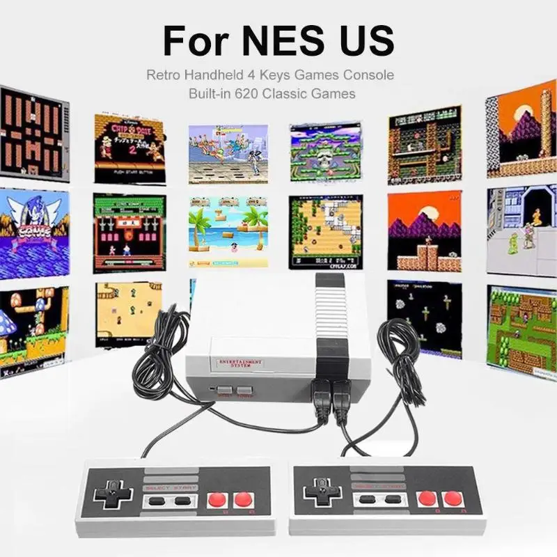 Retro Video Mini TV Game Console 4 Keys Handheld Games Console Built-in 620 Classic Games for NES US Gaming Player