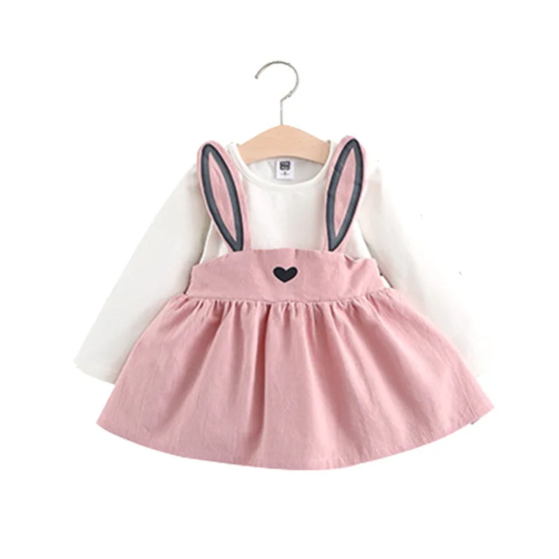 

2019 Autumn INS Children New Style Dress Heart Long Ear Suspender Strap Dress a Generation of Fat