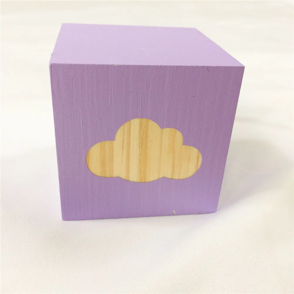 Украшение для дома в скандинавском стиле, небольшое украшение для рабочего стола из цельного дерева, облако, квадратные орнаменты, детская игрушка, Декор для дома, декор для детской комнаты - Color: Purple