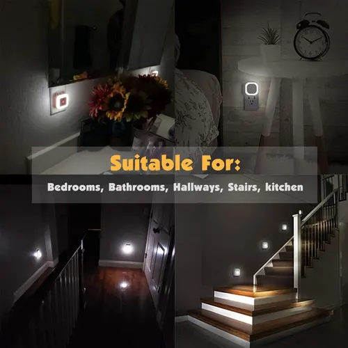 미니 LED 야간 조명 EU/US 플러그 인 황혼에서 새벽까지 센서 벽 야간 램프 스퀘어, 침실 복도 계단 복도 110V 220V 5