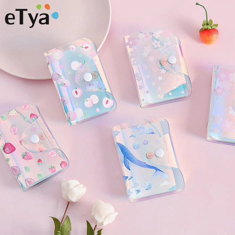 

eTya Fashion Women Credit Card Holder Wallet Student Transparent PVC Fruit Card Cover Summer Business ID Card Holder Bag Case