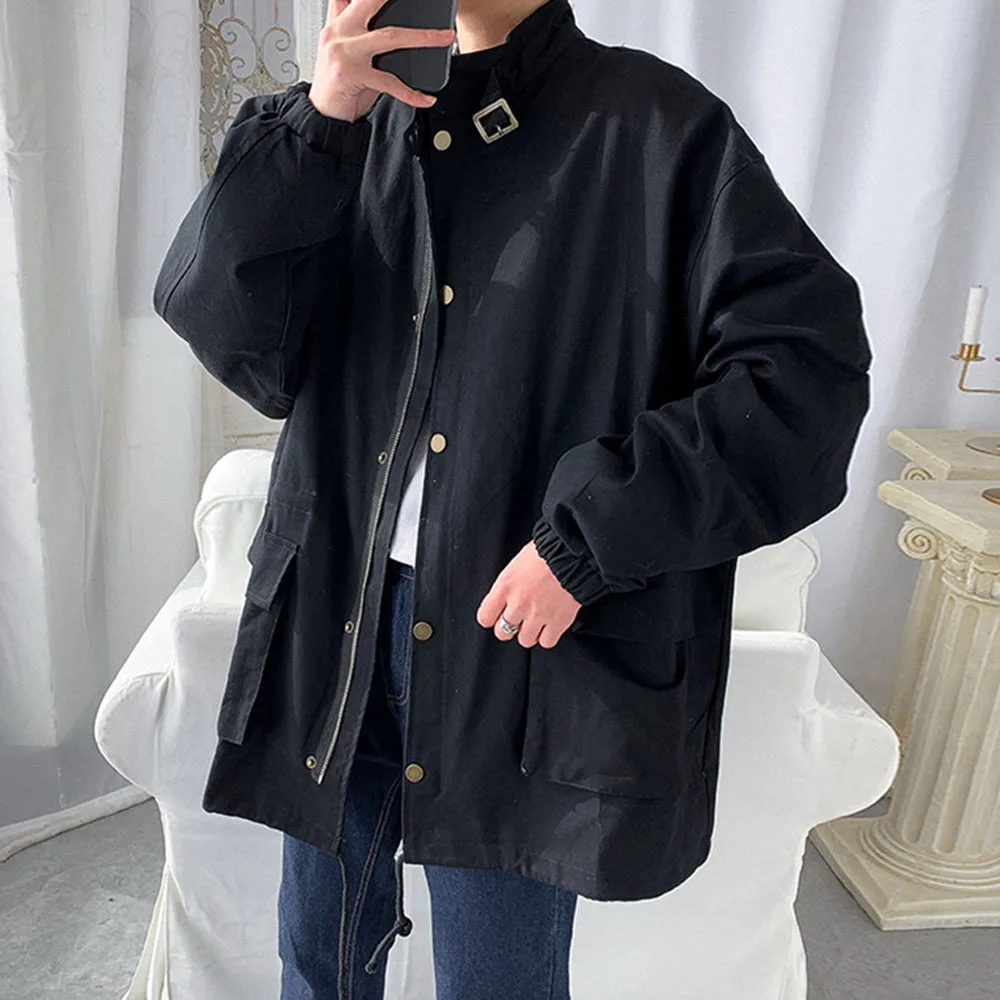 

Goth Casual Jackets Men Gothic Streetwear Spring Autumn 2020 NEW Korean Style Trend Vintage Men's Jacket Green Loose School