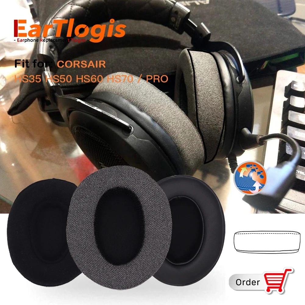 Eartlogis Replacement Ear Pads For Corsair Hs35 Hs50 Hs60 Hs70 Pro Headset Parts Earmuff Cover