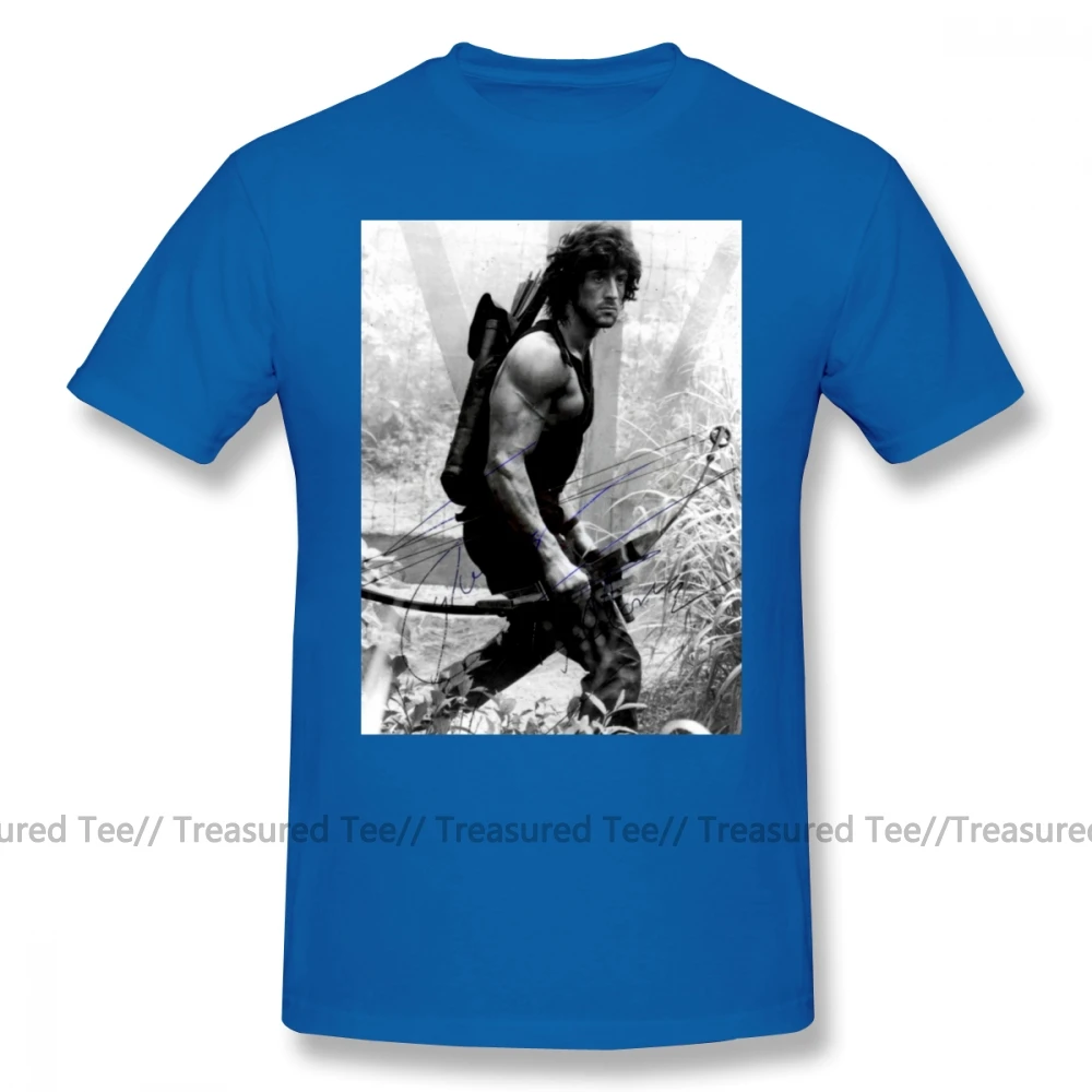 Rambo T Shirt Rambo Stallone Autographed Photo Bu FW 1980 S T-Shirt Cotton Men Tee Shirt Print Cute Plus size Streetwear Tshirt - Цвет: Blue