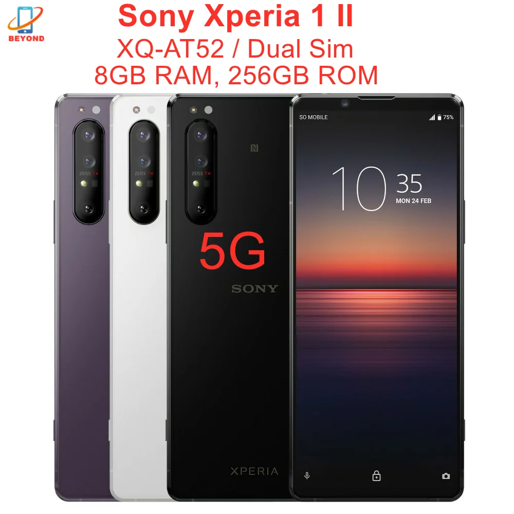 Сотовый телефон Sony Xperia 1 II 1ii 5G поддержка двух Sim-карт XQ-AT52 экран 6 5 дюйма 8 Гб ОЗУ 256