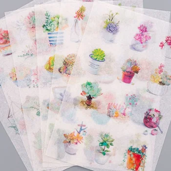 

6 Sheets/Set Cute Succulent Plants Decoration Lable Stickers PVC sticker DIY Diary Planner Album Scrapbooking Stickers