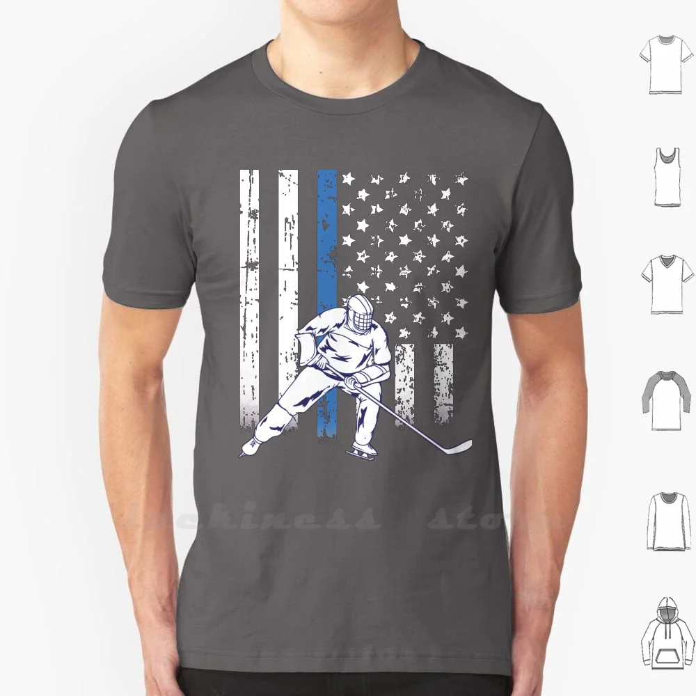 Thin Blue Line Hockey Flag T-Shirt T-Shirt